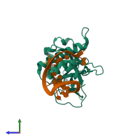 PDB entry 4al5 coloured by chain, side view.