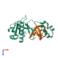 PDB entry 4al5 coloured by chain, top view.