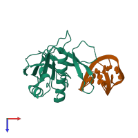 PDB entry 4al6 coloured by chain, top view.
