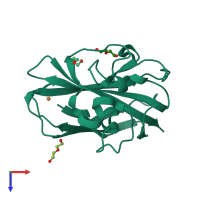PDB entry 4ale coloured by chain, top view.