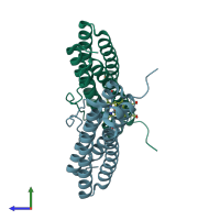 PDB entry 4am2 coloured by chain, side view.