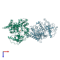 PDB entry 4am6 coloured by chain, top view.