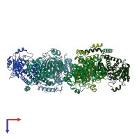 PDB entry 4am8 coloured by chain, top view.