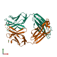 PDB entry 4amk coloured by chain, front view.