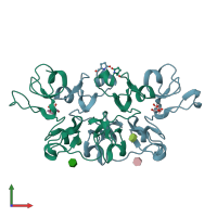 PDB entry 4aml coloured by chain, front view.