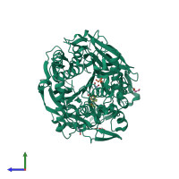PDB entry 4amz coloured by chain, side view.