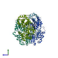 PDB entry 4an4 coloured by chain, side view.