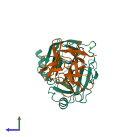 PDB entry 4an7 coloured by chain, side view.