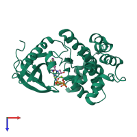 PDB entry 4an9 coloured by chain, top view.