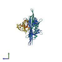 PDB entry 4ang coloured by chain, side view.