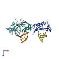 PDB entry 4ang coloured by chain, top view.