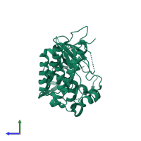 PDB entry 4anl coloured by chain, side view.