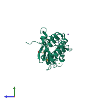 PDB entry 4ano coloured by chain, side view.