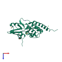 PDB entry 4ano coloured by chain, top view.