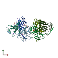 PDB entry 4ao5 coloured by chain, front view.