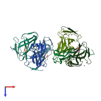 PDB entry 4ao5 coloured by chain, top view.