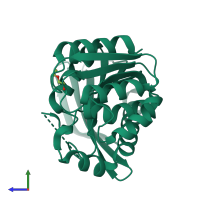 PDB entry 4ao8 coloured by chain, side view.