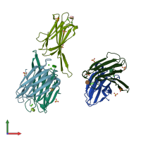 PDB entry 4aoc coloured by chain, front view.