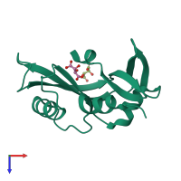 PDB entry 4aoh coloured by chain, top view.