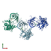 PDB entry 4aoj coloured by chain, front view.