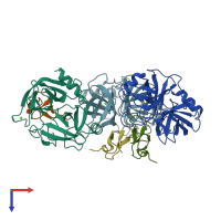 PDB entry 4aoq coloured by chain, top view.