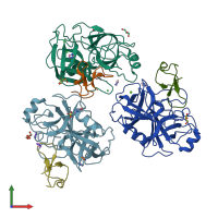 PDB entry 4aor coloured by chain, front view.