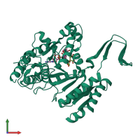 PDB entry 4aou coloured by chain, front view.