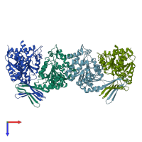 PDB entry 4aoy coloured by chain, top view.