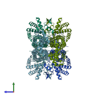 PDB entry 4apa coloured by chain, side view.