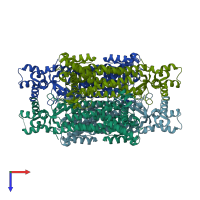 PDB entry 4apa coloured by chain, top view.