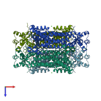 PDB entry 4apb coloured by chain, top view.