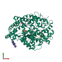 PDB entry 4aph coloured by chain, front view.