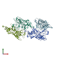 PDB entry 4apl coloured by chain, front view.