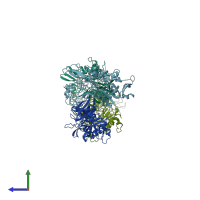 PDB entry 4apl coloured by chain, side view.