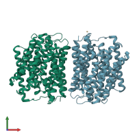 PDB entry 4aps coloured by chain, front view.