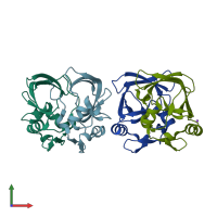 PDB entry 4apt coloured by chain, front view.