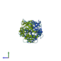 PDB entry 4apt coloured by chain, side view.