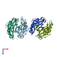 PDB entry 4apt coloured by chain, top view.