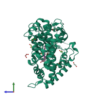 PDB entry 4apy coloured by chain, side view.