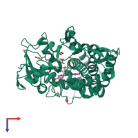 PDB entry 4apy coloured by chain, top view.
