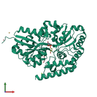 PDB entry 4aq4 coloured by chain, front view.