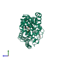 PDB entry 4aq4 coloured by chain, side view.