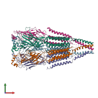 PDB entry 4aq5 coloured by chain, front view.