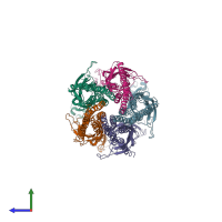 PDB entry 4aq5 coloured by chain, side view.