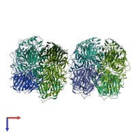 PDB entry 4aq6 coloured by chain, top view.