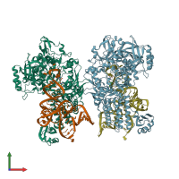 PDB entry 4aq7 coloured by chain, front view.