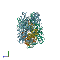 PDB entry 4aq7 coloured by chain, side view.