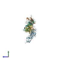 PDB entry 4aq8 coloured by chain, side view.