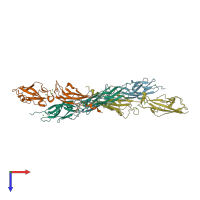 PDB entry 4aq8 coloured by chain, top view.