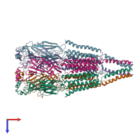 PDB entry 4aq9 coloured by chain, top view.